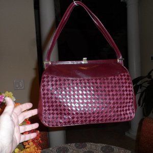 Pistore Italy Burgundy Leather/Suede Shoulder Bag